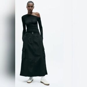 Zara Black Cargo Maxi Skirt